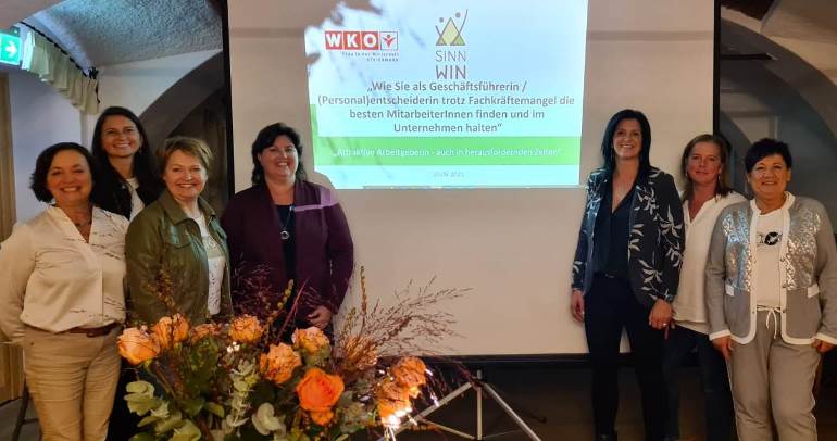 SinnWin Vortrag „Wie Sie als GeschäftsführerIn / EntscheiderIn trotz Fachkräftemangel die besten MitarbeiterInnen finden und im Unternehmen halten“ für „Frau in der Wirtschaft – FiW“. 09.2021